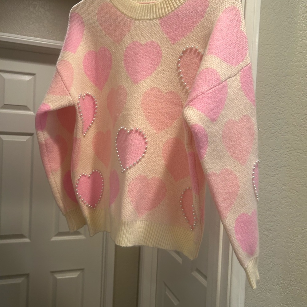 Freebird Pink Heart Sweater